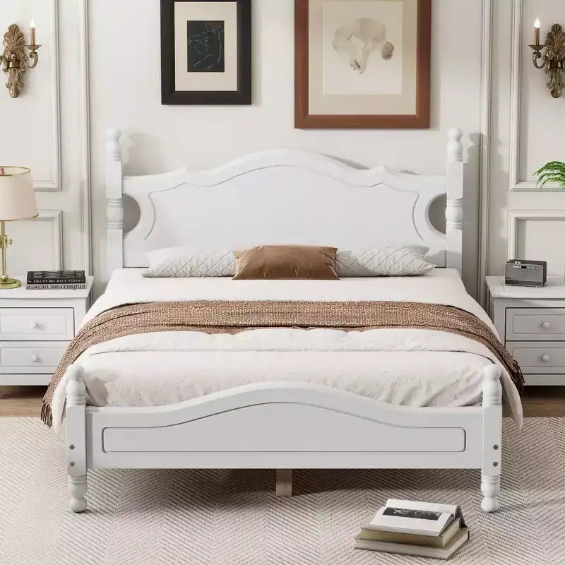 Cadre de lit plateforme en bois Queen Size Whisen, lit plateforme avec support à lattes en bois