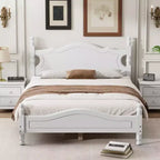 Cadre de lit plateforme en bois Queen Size Whisen, lit plateforme avec support à lattes en bois