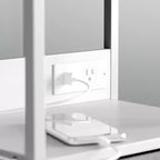 Table de chevet Emma et Oliver avec 3 tiroirs en tissu, station de charge avec 2 ports USB/prise de courant, dessus en bois composite, poignées en bois, cadre en métal