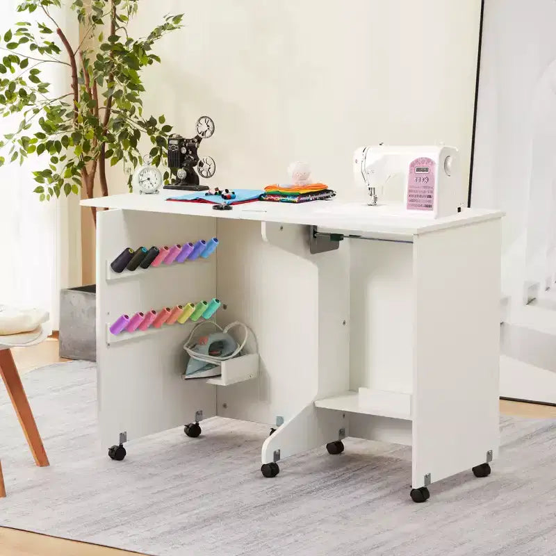 Table pliante Erommy avec étagère de rangement