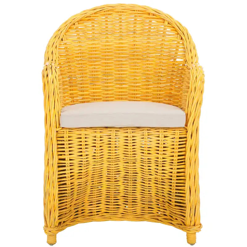 SAFAVIEH Sinja Fauteuil club en rotin jaune - 24 x 26 x 35 - 24x26x35H