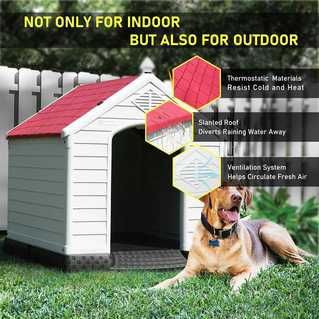 Niche pour chien en plastique BOSSIN, pour chiens de petite à grande taille, abri isolé intérieur/extérieur avec plancher surélevé