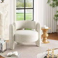 Fauteuil d'appoint moderne en forme de tonneau, fauteuil de salon rembourré, fauteuil confortable avec accoudoirs arrondis et dossier ouvert, fauteuil de salon d'appoint aux coins arrondis pour la maison