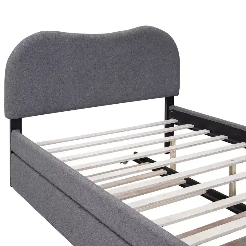Cadre de lit plateforme rembourré pleine/double avec lit gigogne double – HABITRIO
