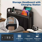 Lusimo Cadre de lit Twin XL, Lit plateforme rembourré avec tête de lit de rangement et station de charge