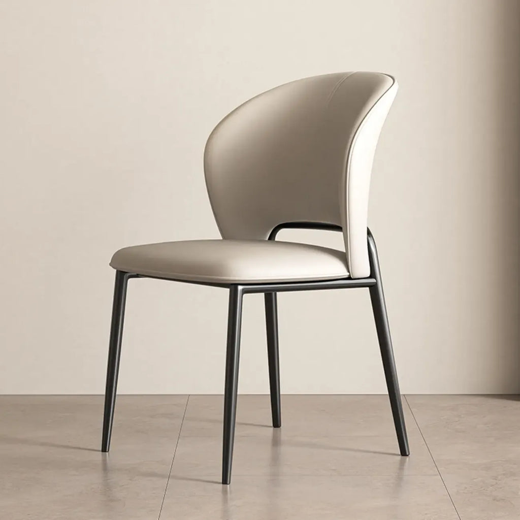 Chaise de salle à manger moderne en similicuir courbé à dossier bas