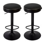Tabourets de bar réglables en cuir huilé (lot de 2), pivotants à 360°, hauteur réglable de 65 à 85,6 cm, pour îlot de cuisine et bar à domicile