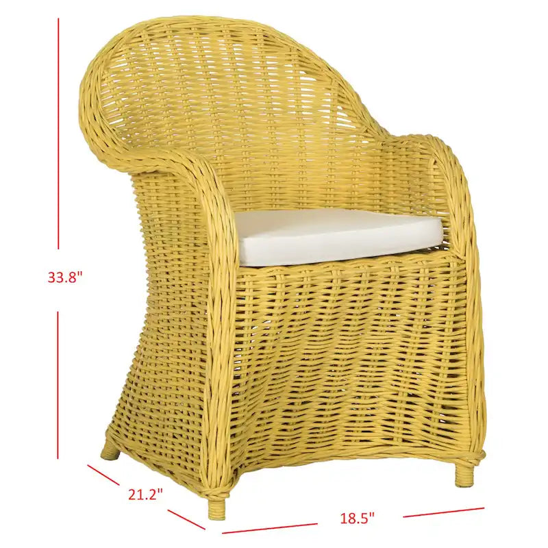 SAFAVIEH Sinja Fauteuil club en rotin jaune - 24 x 26 x 35 - 24x26x35H