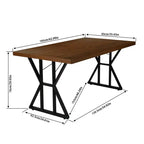 Table à manger industrielle FurnitureR avec plateau aspect bois et base métallique en forme de X, table rectangulaire de taille fixe pour salle à manger ou cuisine