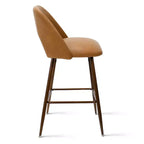 Lot de 2 tabourets de bar à hauteur de comptoir mi-siècle en similicuir, 26 chaises d'îlot de cuisine avec pieds en métal finition noyer - Panipeachy