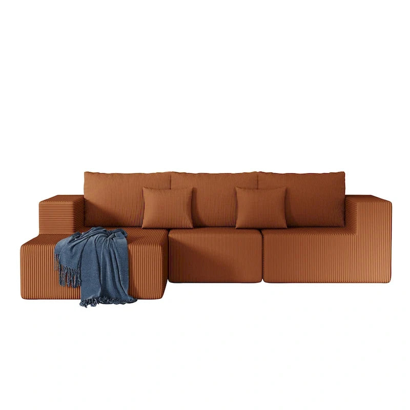 Canapé modulaire d'angle en velours côtelé 108.3 avec méridienne
