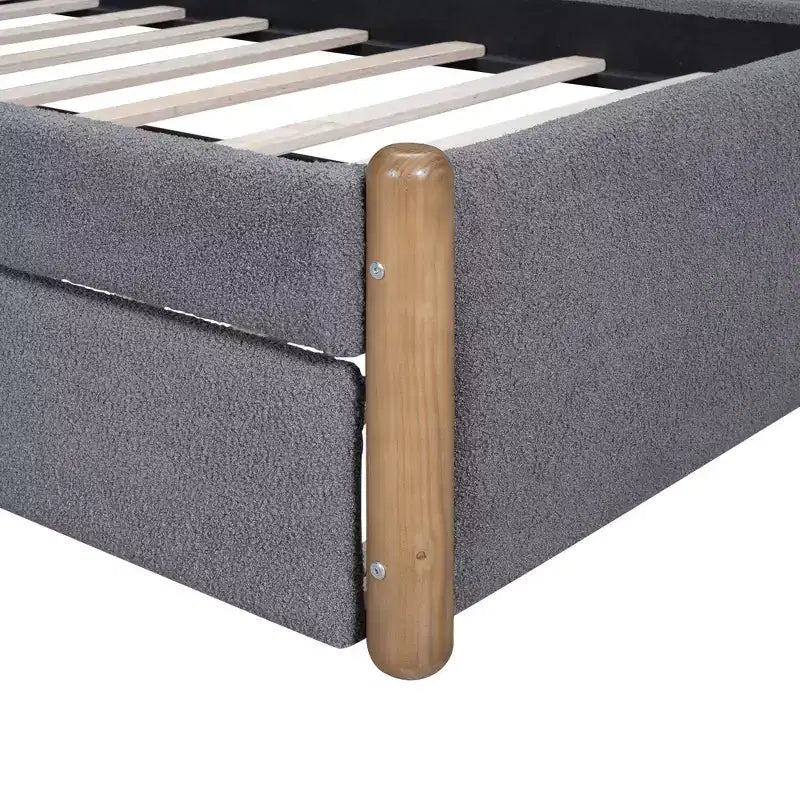 Cadre de lit plateforme rembourré pleine/double avec lit gigogne double – HABITRIO