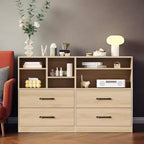 2 commodes en bois pour chambre à coucher avec étagères réglables, commodes modernes avec rangement ouvert, meuble TV pour salon, couloir