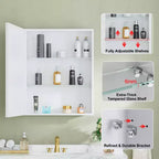 Armoire à pharmacie Elise avec miroir, armoire de salle de bain à montage en surface ou encastré, étagères réglables en verre trempé, réversible
