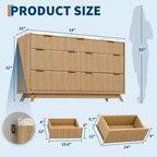 Commode moderne cannelée à 7 tiroirs, meuble de rangement de style Mid-century, organiseur de rangement en bois pour chambre à coucher, salon