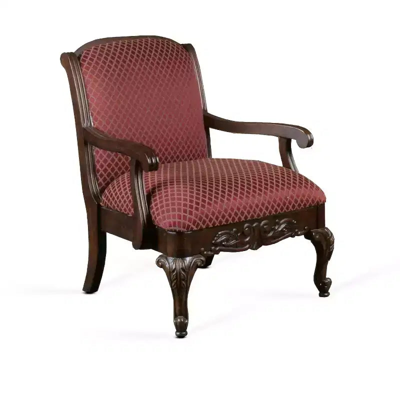 Fauteuil Safari Comfort Pointe Magenta : Bois massif, Sculptures ornementales faites main, Rembourrage jacquard moelleux