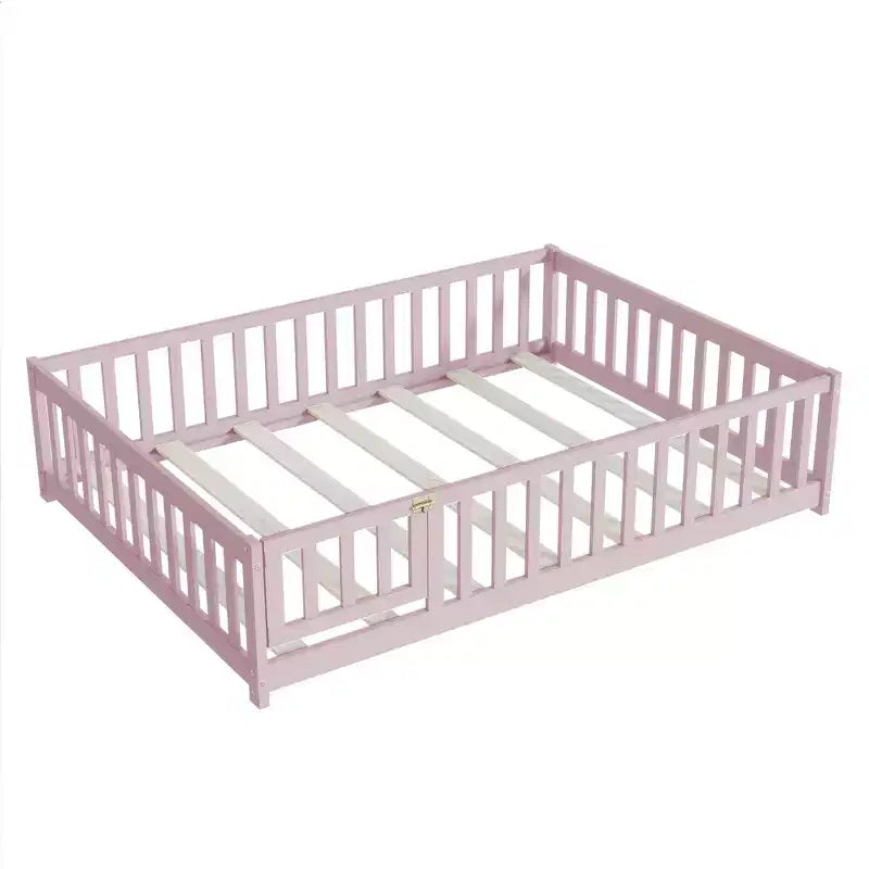 Lit au sol pleine grandeur Luxystar avec clôture et porte pour chambre d'enfant