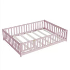 Lit au sol pleine grandeur Luxystar avec clôture et porte pour chambre d'enfant