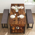 Ensemble de salle à manger pour 4, table de cuisine avec bancs rembourrés, table de salle à manger de cuisine pour petit espace
