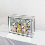 Vitrine en verre trempé avec porte coulissante en verre et serrure, cadre en aluminium standard, vitrine avec porte coulissante en verre, serrure et LED