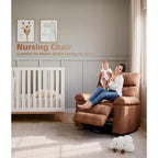Fauteuil inclinable manuel surdimensionné Acekool, fauteuil de salon en similicuir avec accoudoirs rembourrés, siège large et poche latérale pour salon, chambre, marron