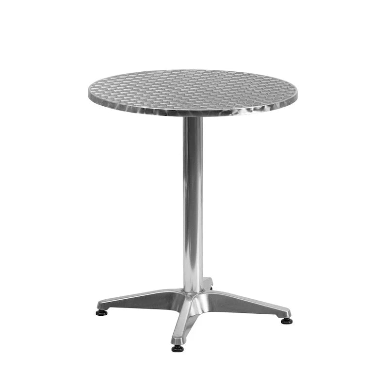 Table d'intérieur/extérieur en aluminium à plateau lisse de 27,5 po avec base