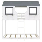 Lit superposé Luxystar de style cabane avec toit et fenêtre