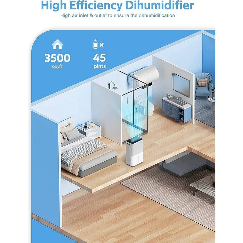 Déshumidificateurs de 325 m² pour sous-sols, maisons, grandes pièces et chambres à coucher, déshumidificateur de garage à faible niveau sonore