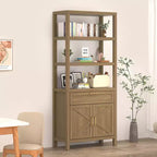 COZONY Bibliothèque moderne avec armoire de rangement, bibliothèque de ferme de 180 cm avec étagères réglables, bibliothèques pour chambre à coucher, salon, maison et bureau