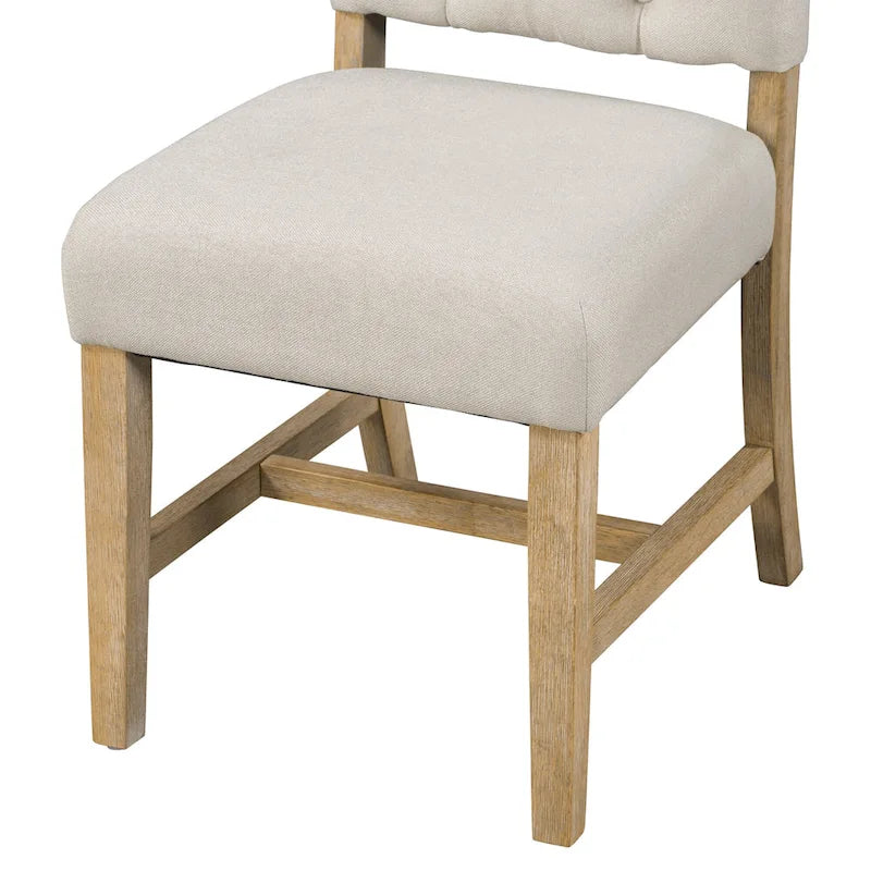 Ensemble de salle à manger 5 pièces en bois de style rétro avec table ronde extensible et 4 chaises, finition bois naturel vieilli