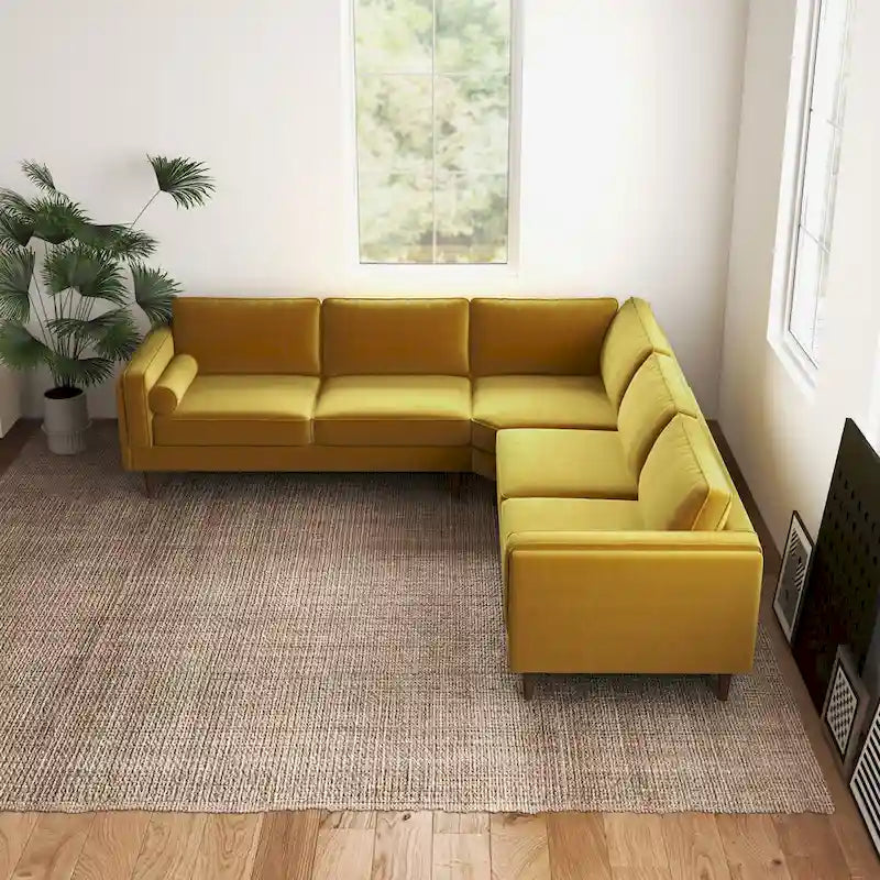 Canapé d'angle symétrique Flavia Mid Century Modern à coussins de dossier