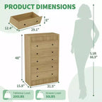 Coolmee Commode Haute 5 Tiroirs pour Chambre, Commode Cannelée de 80 cm de Large, Armoire de Rangement en Bois Moderne pour Chambre d'Enfant, Couloir, Salon