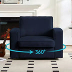 Mjkone Fauteuil pivotant moderne 360°, Fauteuil carré rembourré, Canapé simple confortable en chenille