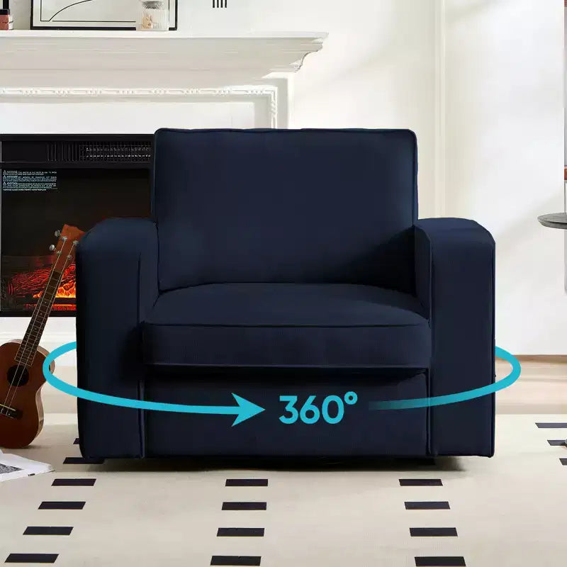Mjkone Fauteuil pivotant moderne 360°, Fauteuil carré rembourré, Canapé simple confortable en chenille