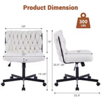 Chaise de bureau à roulettes, Chaise croisée en tissu gris, Chaise de bureau pivotante à roulettes, Chaise d'ordinateur à siège large, Chaise de vanité réglable en hauteur
