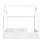 Lit cabane en bois avec barrière de sécurité pour enfants et adolescents, blanc