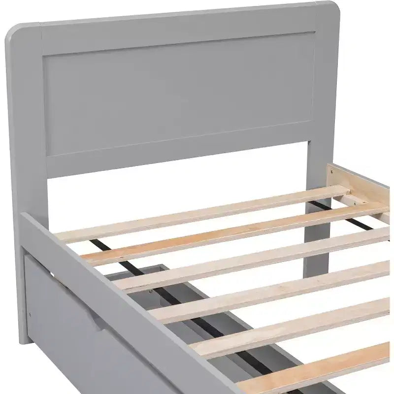 Lit plateforme double Acekool avec 2 tiroirs de rangement gigognes, tête de lit, cadre robuste, aucun sommier tapissier requis, gain de place pour chambre d'enfants ou d'amis