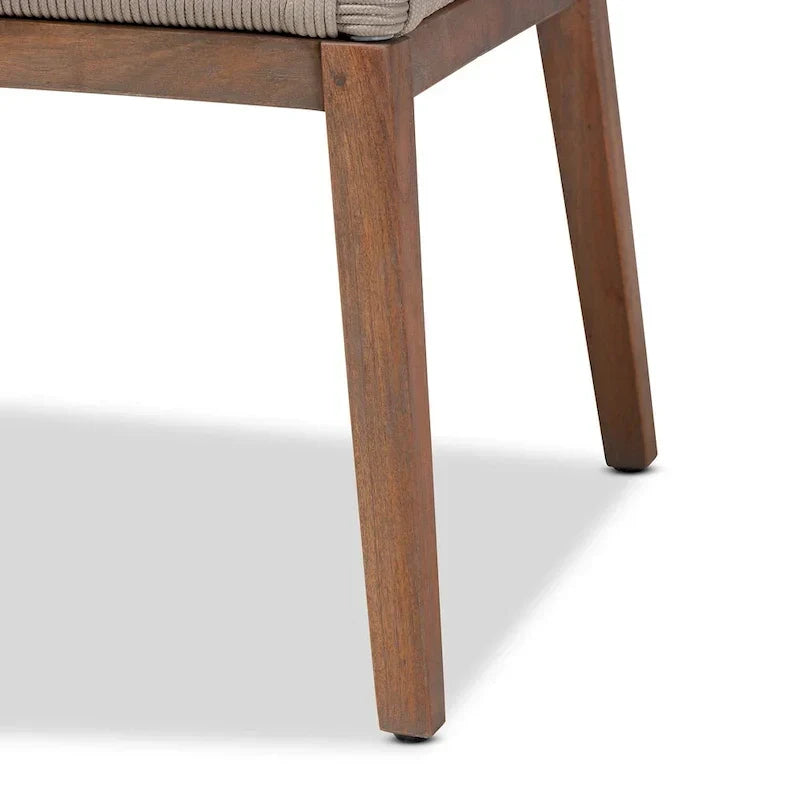Chaise de salle à manger moderne de style transitionnel en acajou tissée de corde – Gris