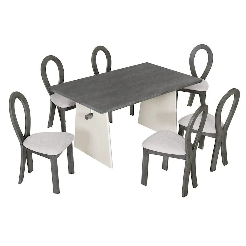 Ensemble de salle à manger moderne 7 pièces avec 6 chaises rembourrées
