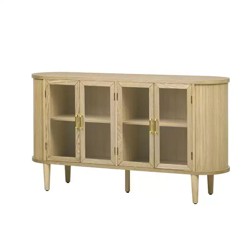 Meuble Buffet de Ferme en Bois avec Portes Vitrées et Étagères Réglables pour Cuisine, Salle à Manger ou Salon