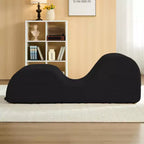 Mjkone Chaise Longue de Yoga en Velours Côtelé, Canapé de Yoga Incurvé avec Appui-Tête/Coussin Lombaire/Repose-Pieds Amovibles, Base Antidérapante