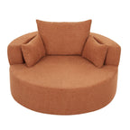 Fauteuil baril accent en chenille, Fauteuil de salon, Fauteuil rond avec base pivotante à 360 degrés et 3 coussins amovibles
