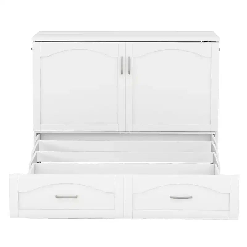 Lit escamotable Whisen avec structure de poulie, se plie dans une armoire avec tiroir et ports USB