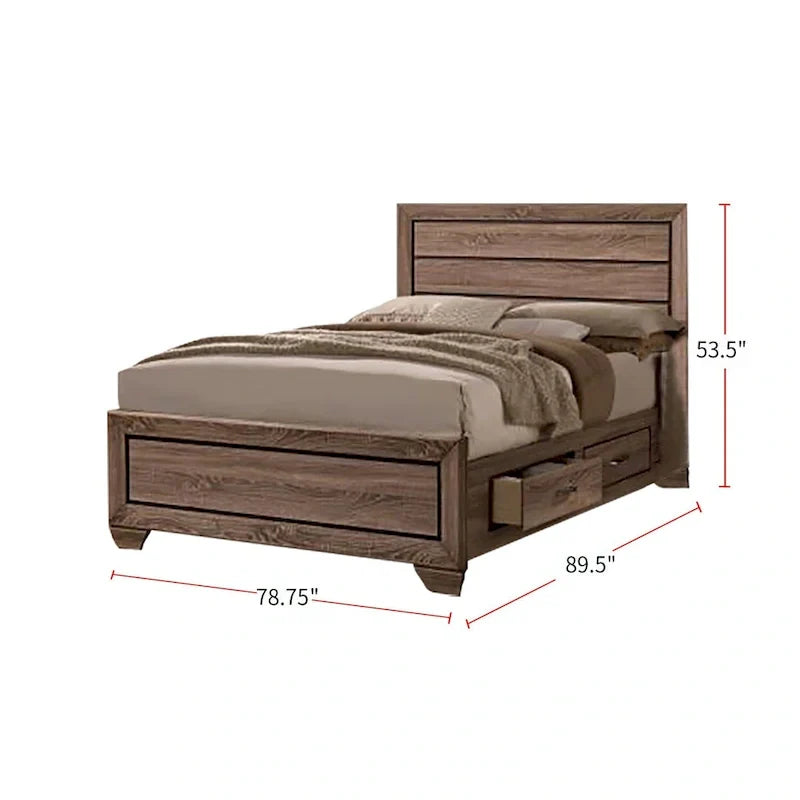 Lit en bois taupe délavé