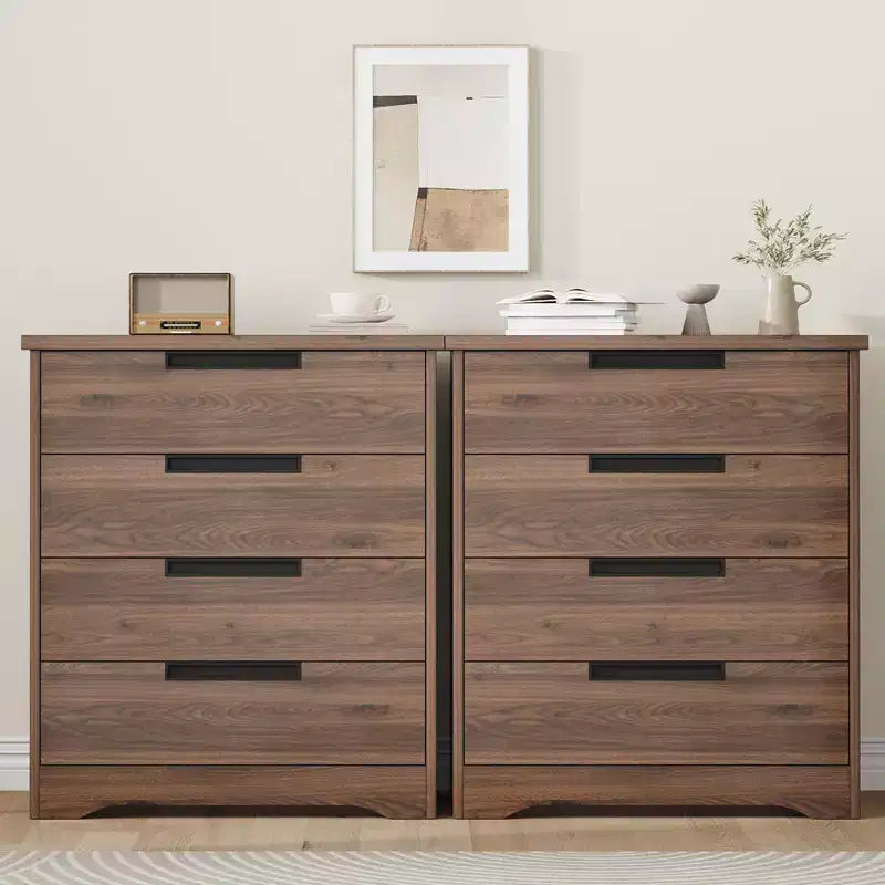 Commode 4 Tiroirs pour Chambre à Coucher, Tiroirs avec Poignées Intégrées, Organiseur de Commode en Bois pour Salon, Chambre de Bébé, Couloir et Entrée