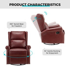 Fauteuil inclinable pivotant en similicuir Baksoho pour chambre de bébé avec base en métal, lot de 2 par HULALA HOME
