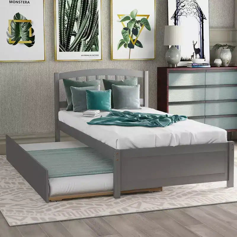 Lit plateforme double Whisen Elegant Design avec lit gigogne