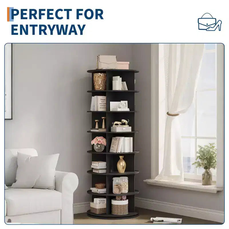Tour de rangement pour chaussures rotative à 7 niveaux, organisateur de chaussures sur pied, présentoir à chaussures vertical rotatif à 360°, support de rangement rond pour chaussures