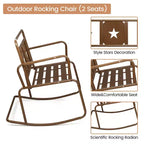 Fauteuil à bascule en fer pour 2 personnes - Fauteuil à bascule de patio couleur foie avec motif étoile
