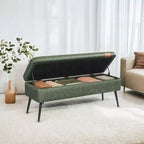 Banc coffre de rangement, Banc de lit ou d'entrée, Banc de rangement avec charnières de sécurité, Supporte 300 kg